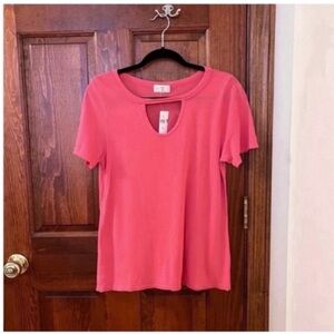 ANTHROPOLOGIE t.la Garrison Knit Keyhole Tee T-Shirt NWT Size M